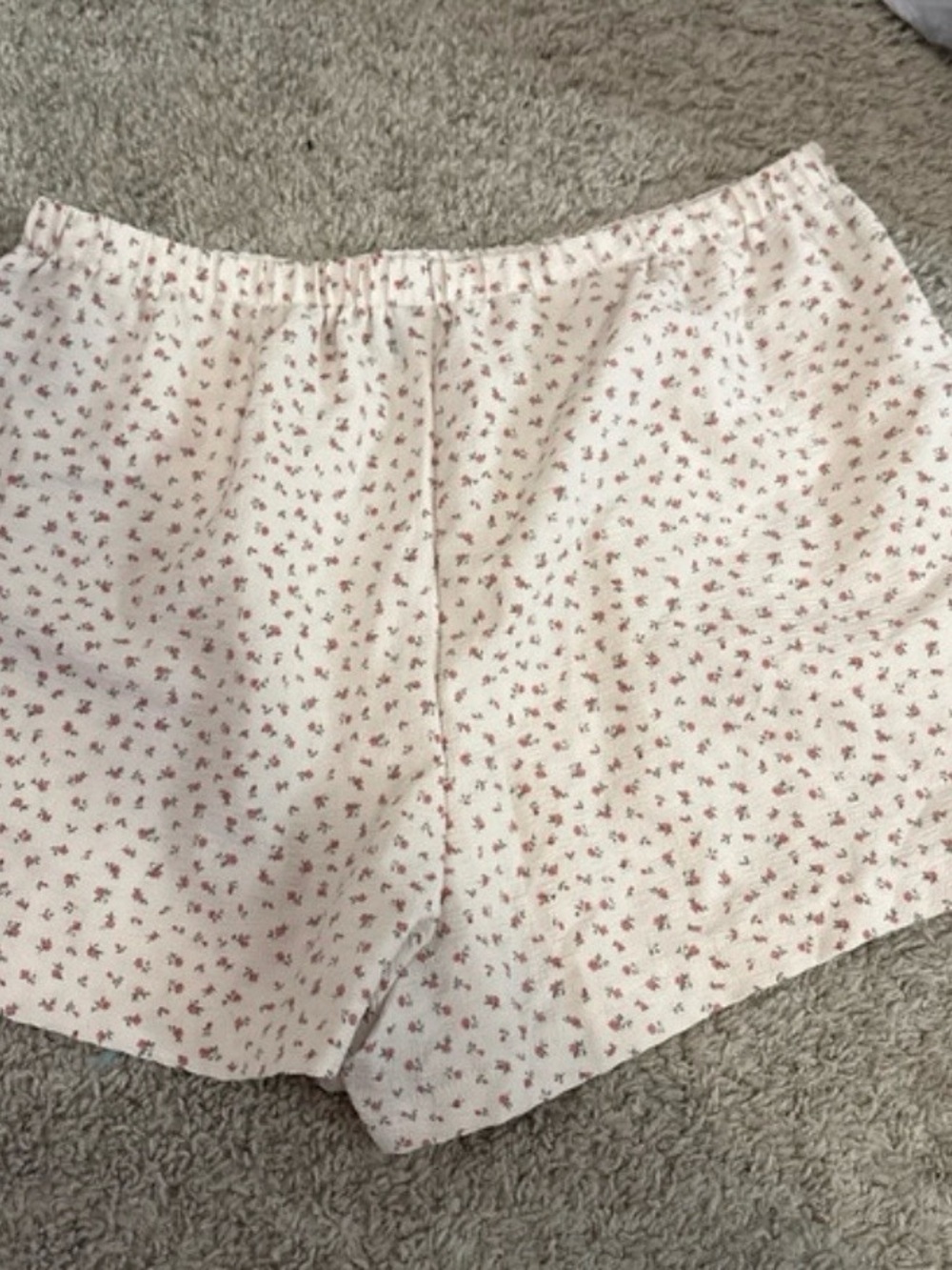 SHEIN Cream Lounge Shorts with Pink Floral Print